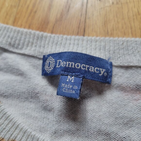 Democracy Women's Medium Tiger Print Knit Sweater With Side Ties Beige & Brown - Picture 6 of 8